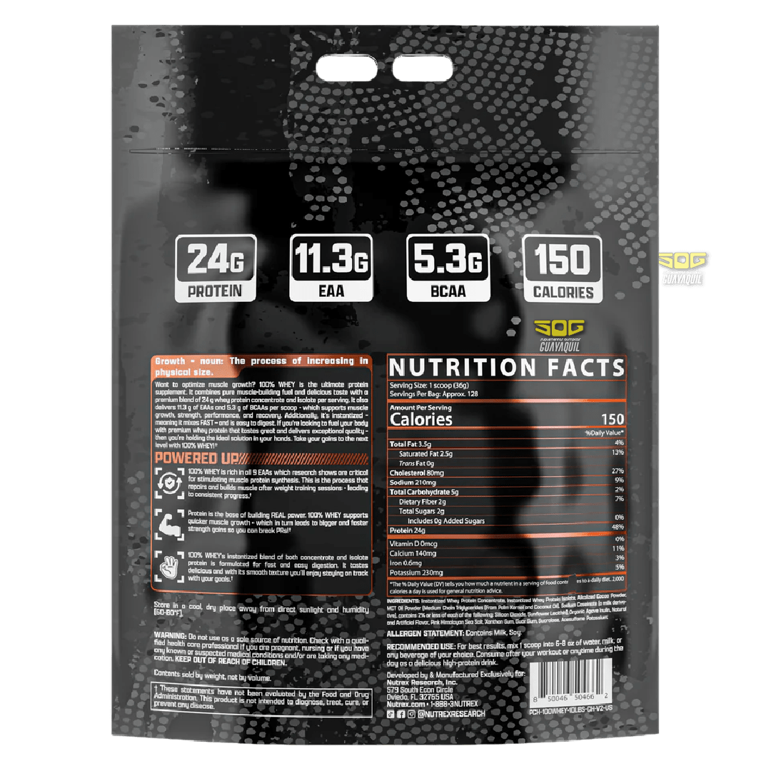100% WHEY PROTEINA NUTREX 10 LB - Image 2